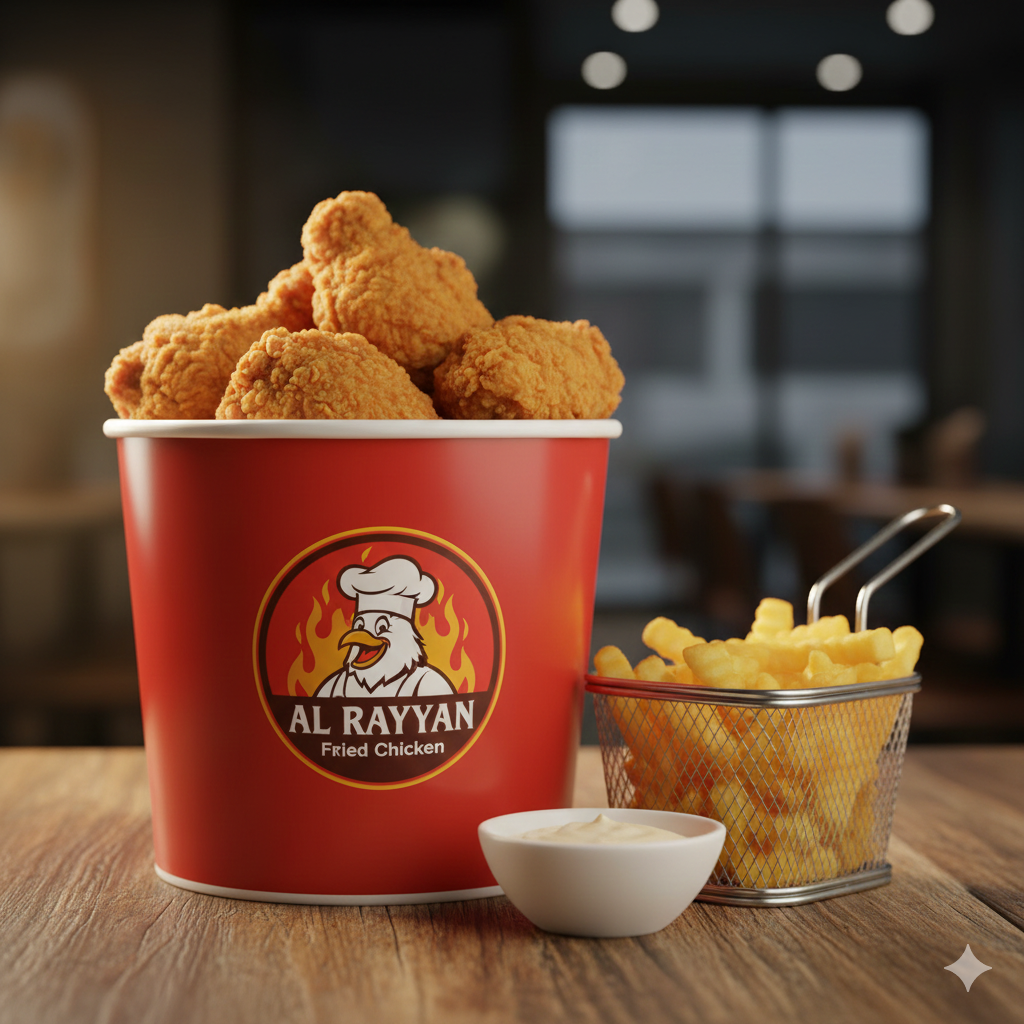 Crispy Al Rayyan fried chicken with fresh ingredients